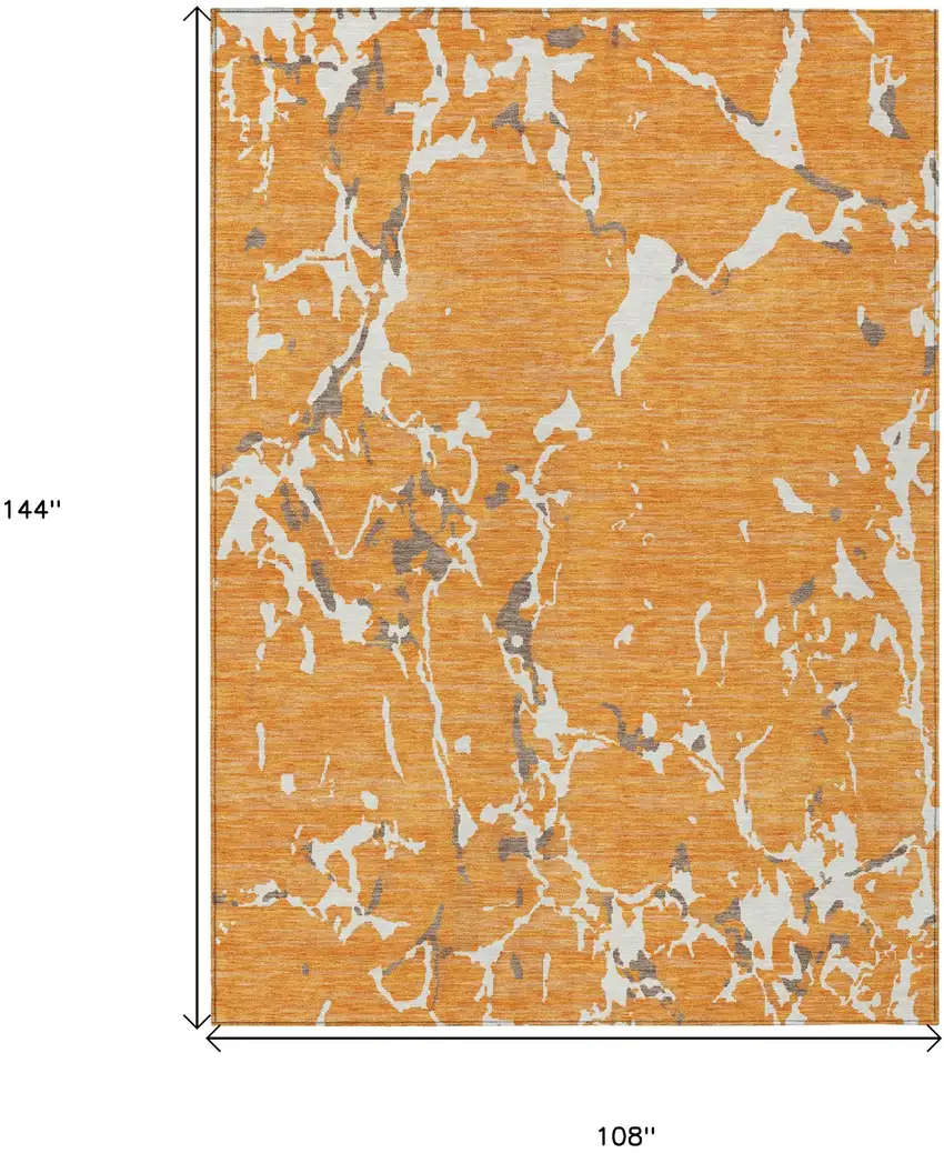 Orange Brown And Ivory Striped Washable Indoor Outdoor Area Rug Photo 8