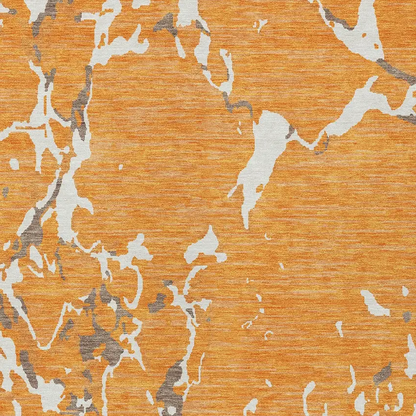 Orange Brown And Ivory Striped Washable Indoor Outdoor Area Rug Photo 6