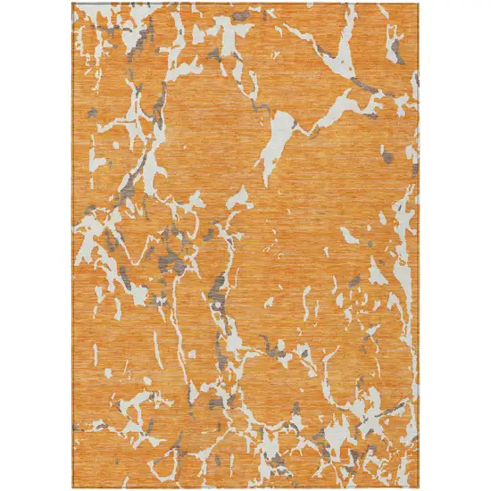 Orange Brown And Ivory Striped Washable Indoor Outdoor Area Rug Photo 2