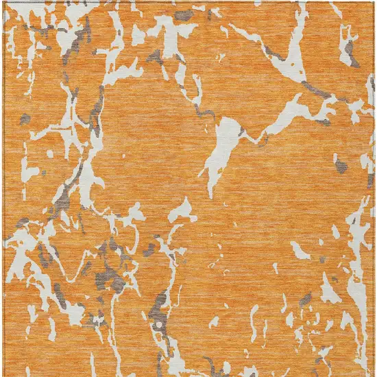 Orange Brown And Ivory Striped Washable Indoor Outdoor Area Rug Photo 7