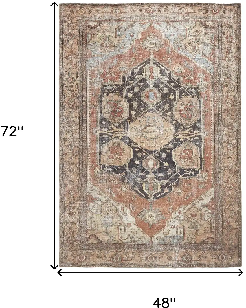 Orange Brown And Taupe Abstract Area Rug Photo 3