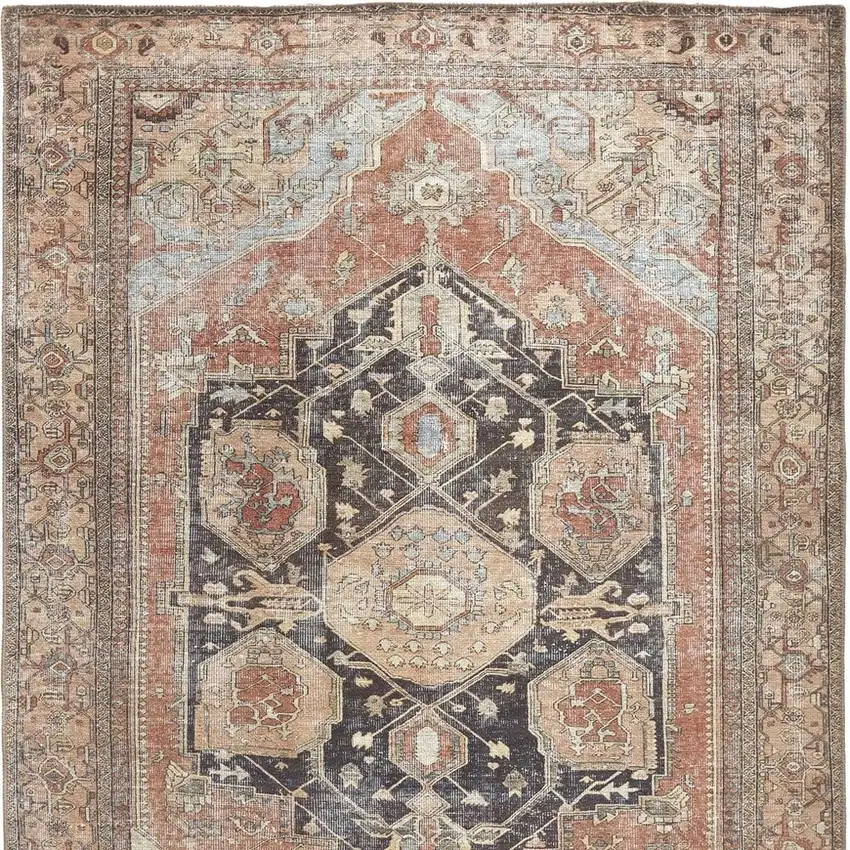 Orange Brown And Taupe Abstract Area Rug Photo 7