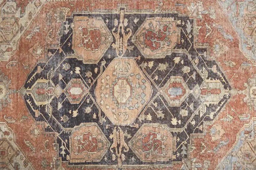 Orange Brown And Taupe Abstract Area Rug Photo 5