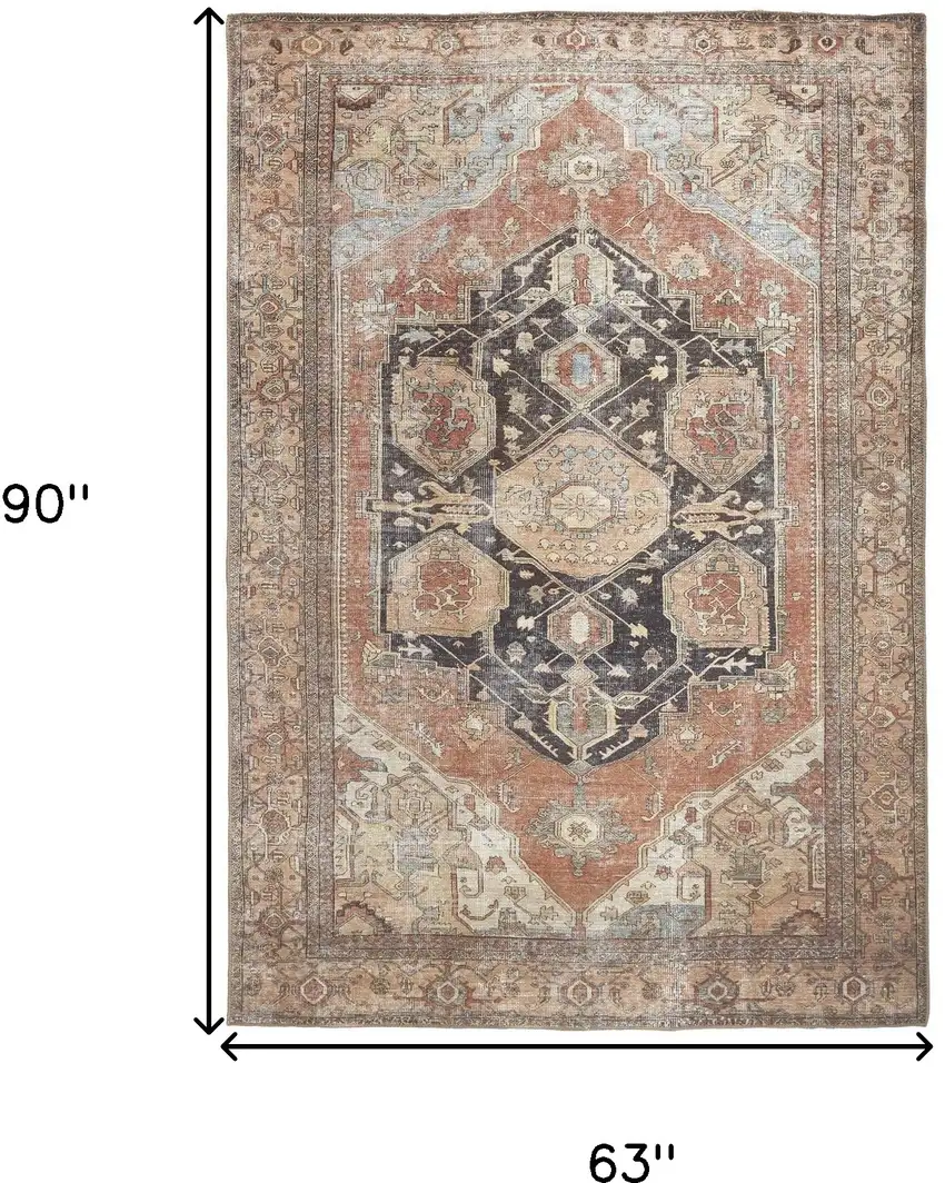 Orange Brown And Taupe Abstract Area Rug Photo 3