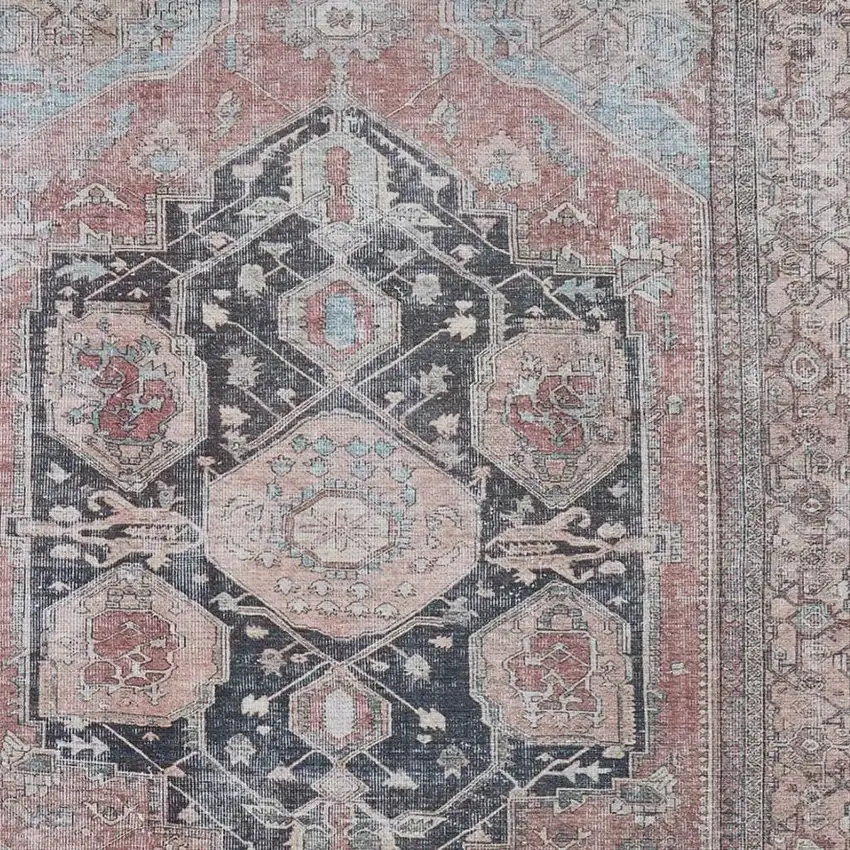 Blue And Orange Abstract Area Rug Photo 2