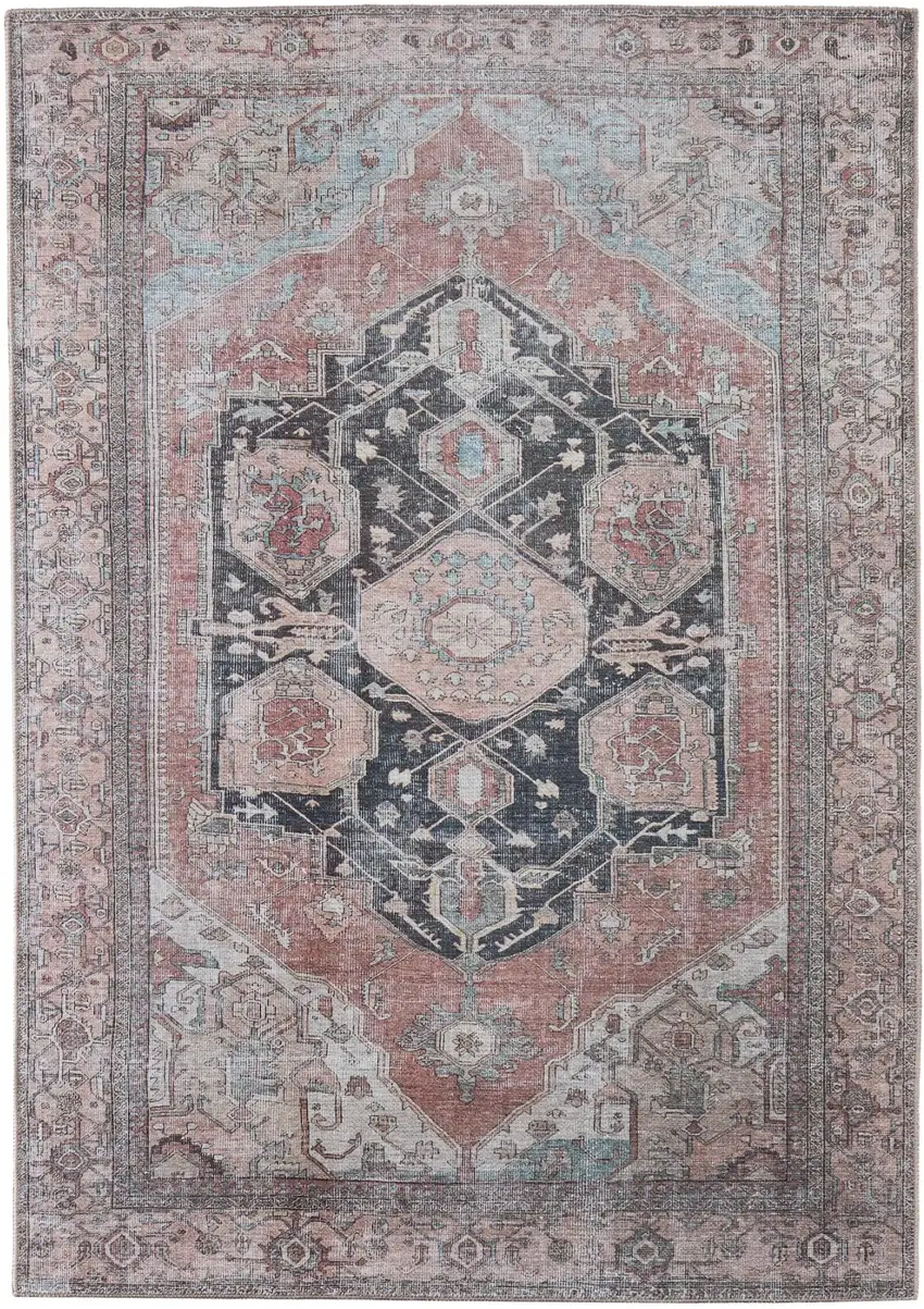 Blue And Orange Abstract Area Rug Photo 4