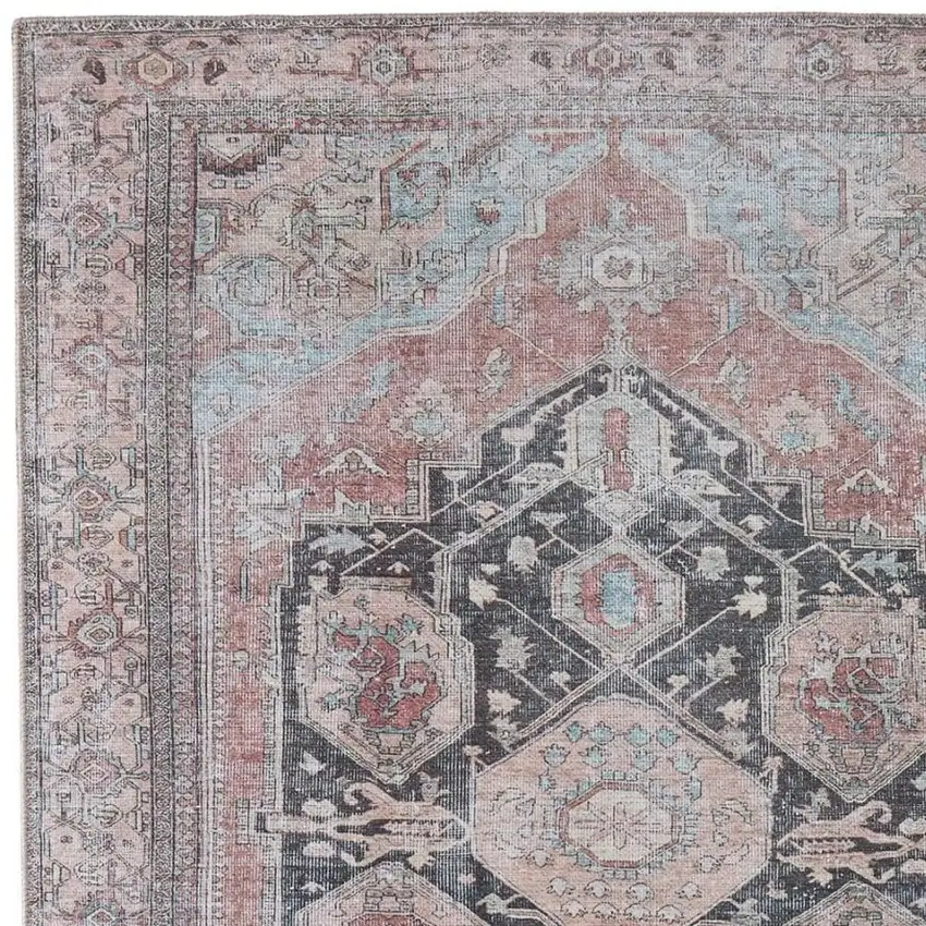 Blue And Orange Abstract Area Rug Photo 2