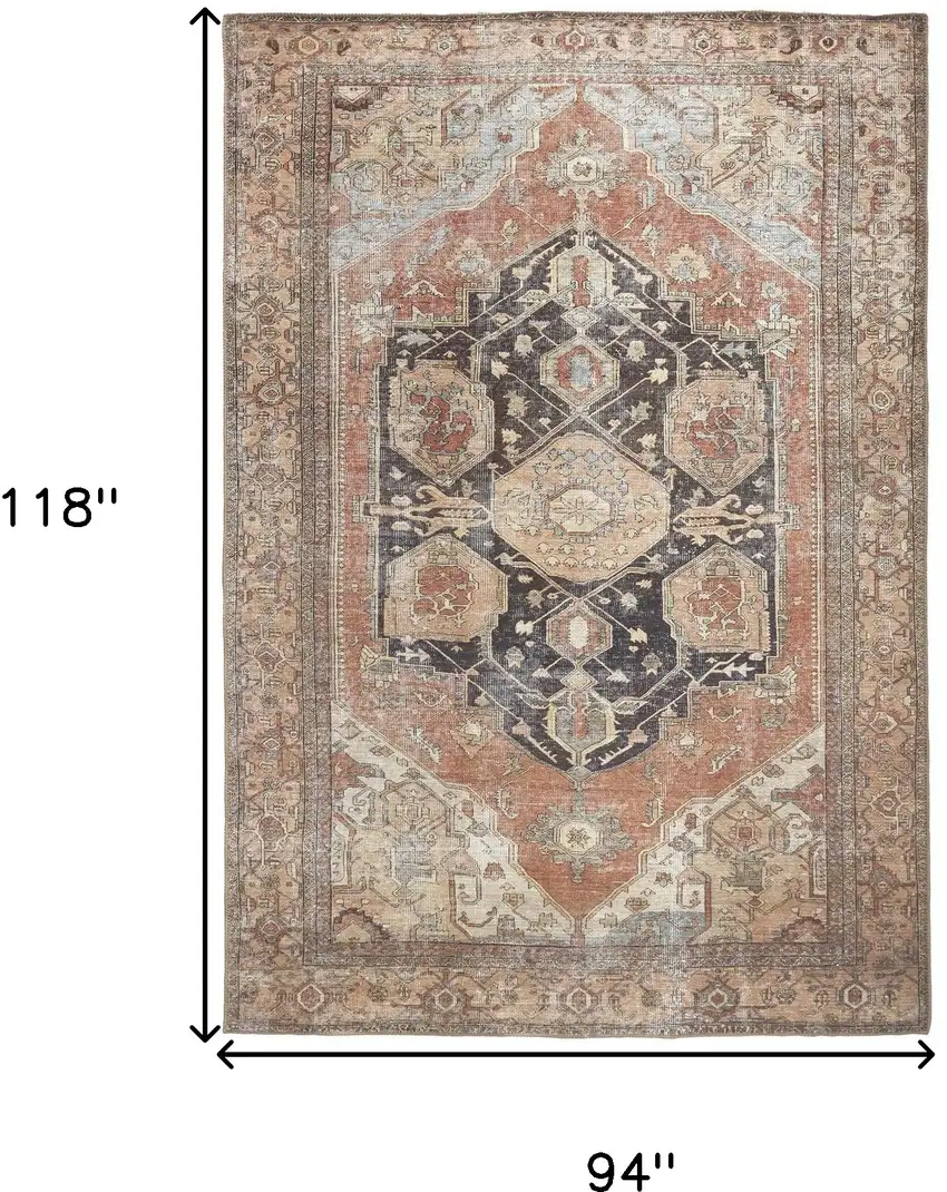 Orange Brown And Taupe Abstract Area Rug Photo 3