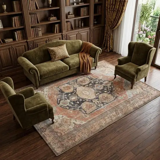 Orange Brown And Taupe Abstract Area Rug Photo 1