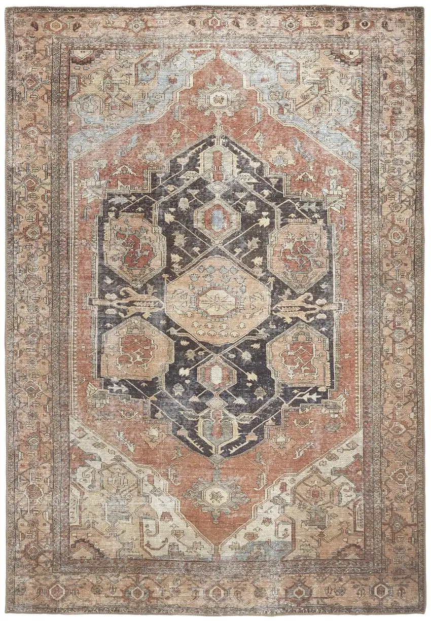 Orange Brown And Taupe Abstract Area Rug Photo 2