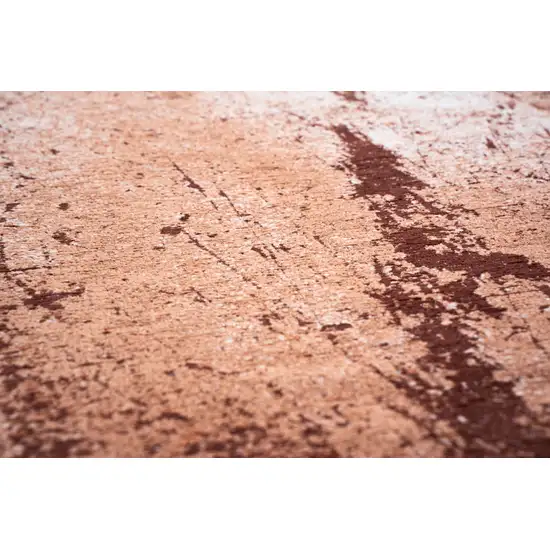 Orange Brown And White Abstract Washable Area Rug With UV Protection Photo 5
