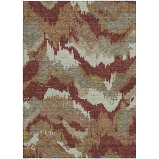 Orange Copper And Beige Abstract Washable Indoor Outdoor Area Rug Photo 8