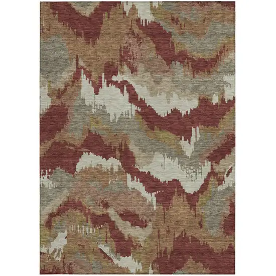 Orange Copper And Beige Abstract Washable Indoor Outdoor Area Rug Photo 8