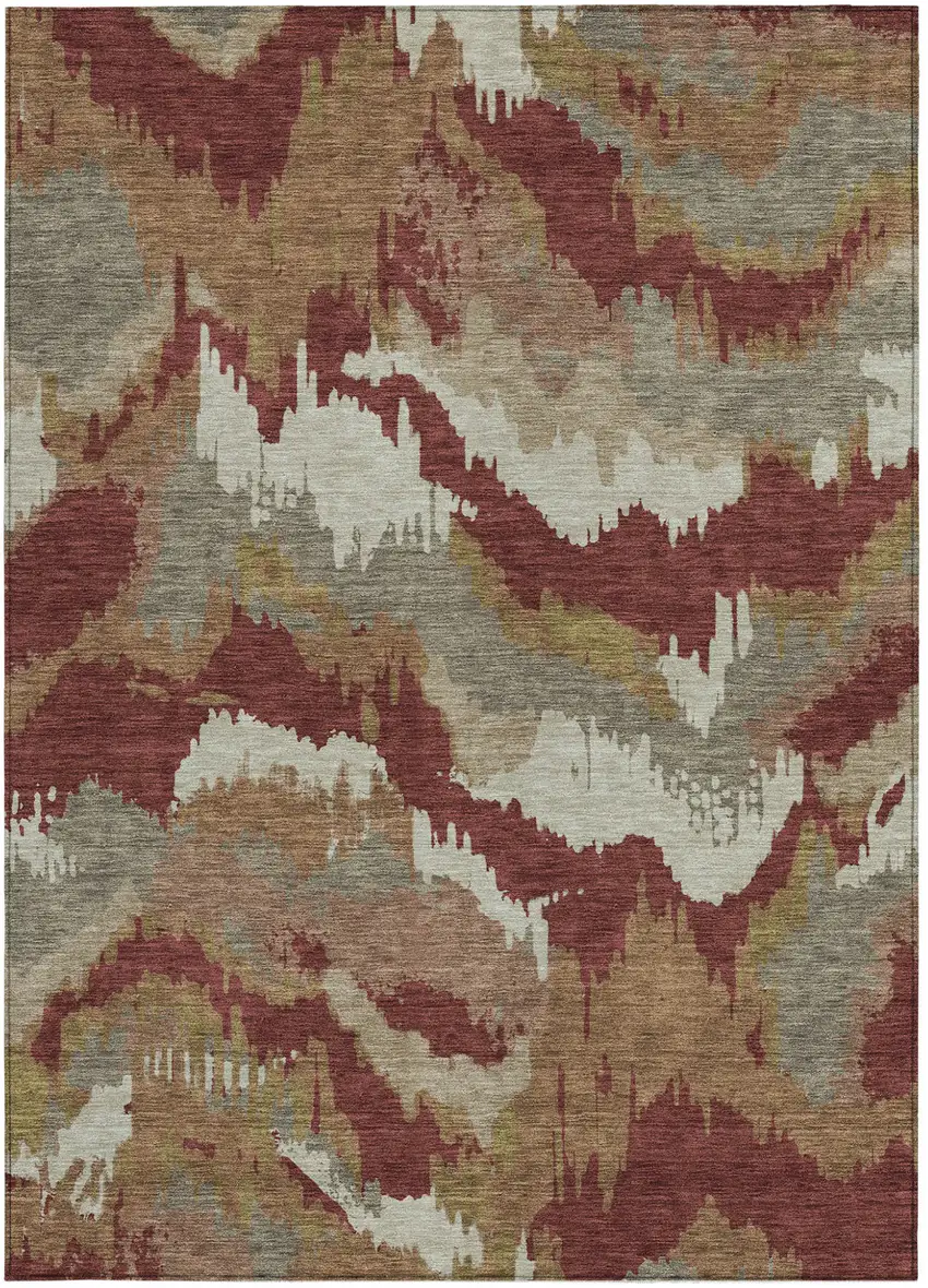 Orange Copper And Beige Abstract Washable Indoor Outdoor Area Rug Photo 8
