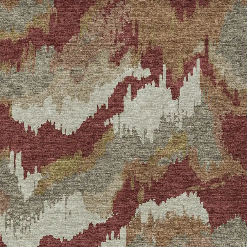 Orange Copper And Beige Abstract Washable Indoor Outdoor Area Rug Photo 6