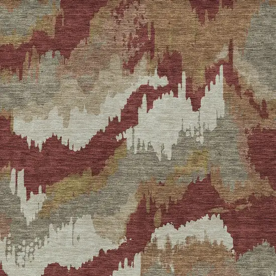 Orange Copper And Beige Abstract Washable Indoor Outdoor Area Rug Photo 6