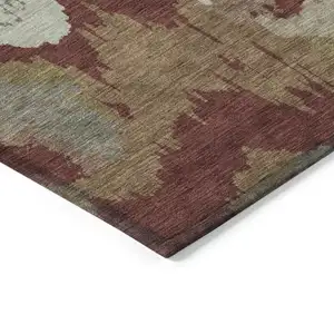 Photo of Orange Copper And Beige Abstract Washable Indoor Outdoor Area Rug