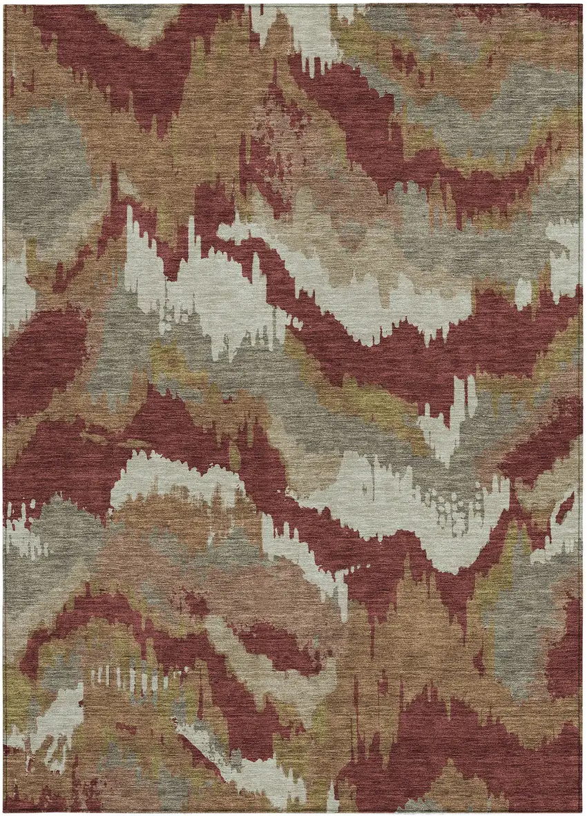 Orange Copper And Beige Abstract Washable Indoor Outdoor Area Rug Photo 8