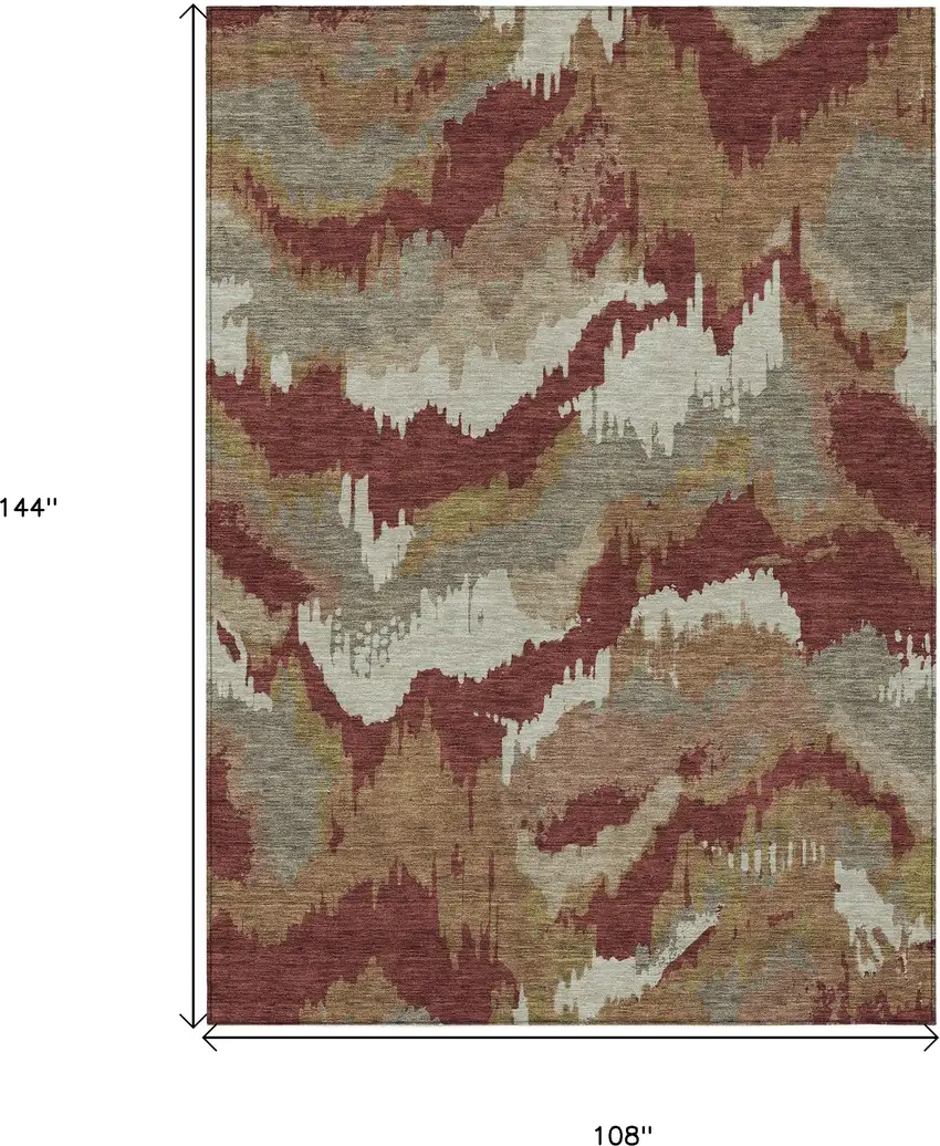 Orange Copper And Beige Abstract Washable Indoor Outdoor Area Rug Photo 3
