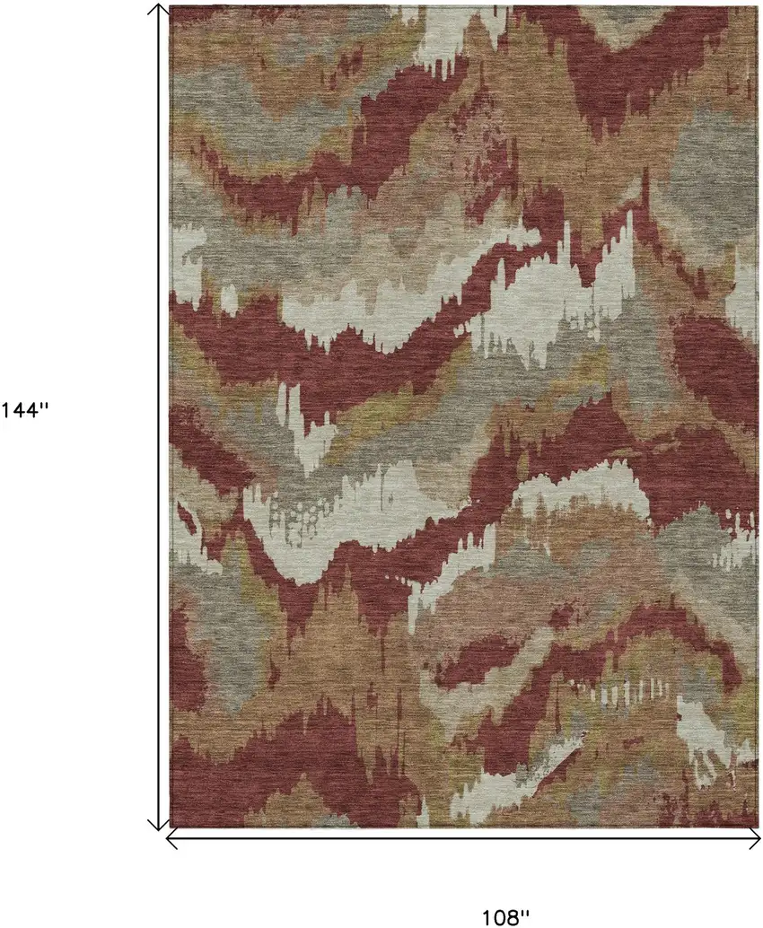 Orange Copper And Beige Abstract Washable Indoor Outdoor Area Rug Photo 3