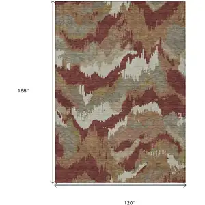 Photo of Orange Copper And Beige Abstract Washable Indoor Outdoor Area Rug