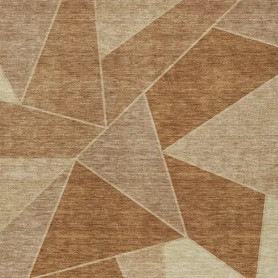 Orange Copper And Beige Geometric Washable Indoor Outdoor Area Rug Photo 6