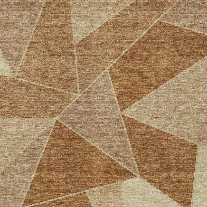Orange Copper And Beige Geometric Washable Indoor Outdoor Area Rug Photo 6