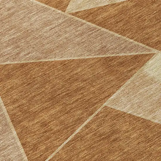 Orange Copper And Beige Geometric Washable Indoor Outdoor Area Rug Photo 5