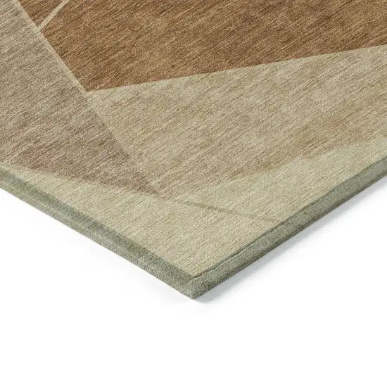Orange Copper And Beige Geometric Washable Indoor Outdoor Area Rug Photo 3