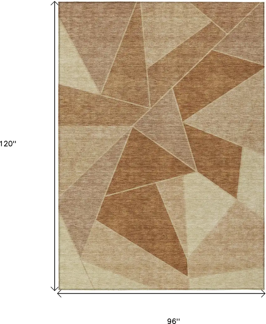 Orange Copper And Beige Geometric Washable Indoor Outdoor Area Rug Photo 3
