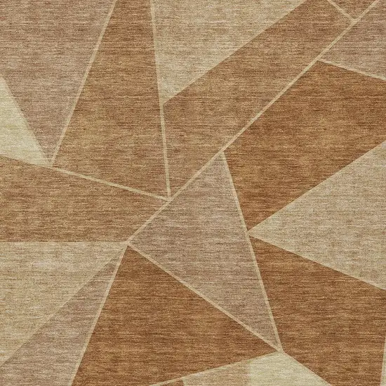 Orange Copper And Beige Geometric Washable Indoor Outdoor Area Rug Photo 5