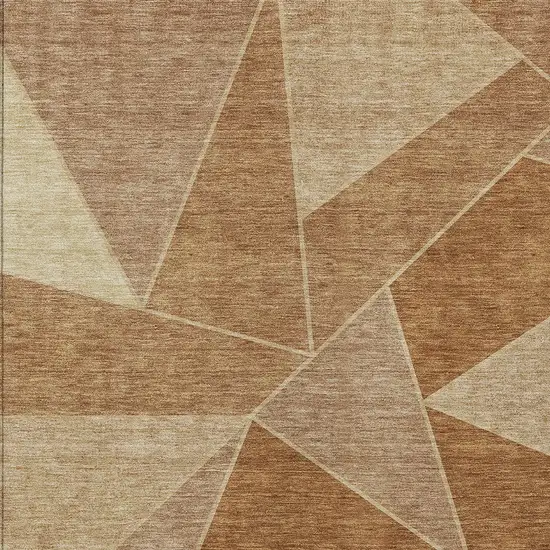 Orange Copper And Beige Geometric Washable Indoor Outdoor Area Rug Photo 5