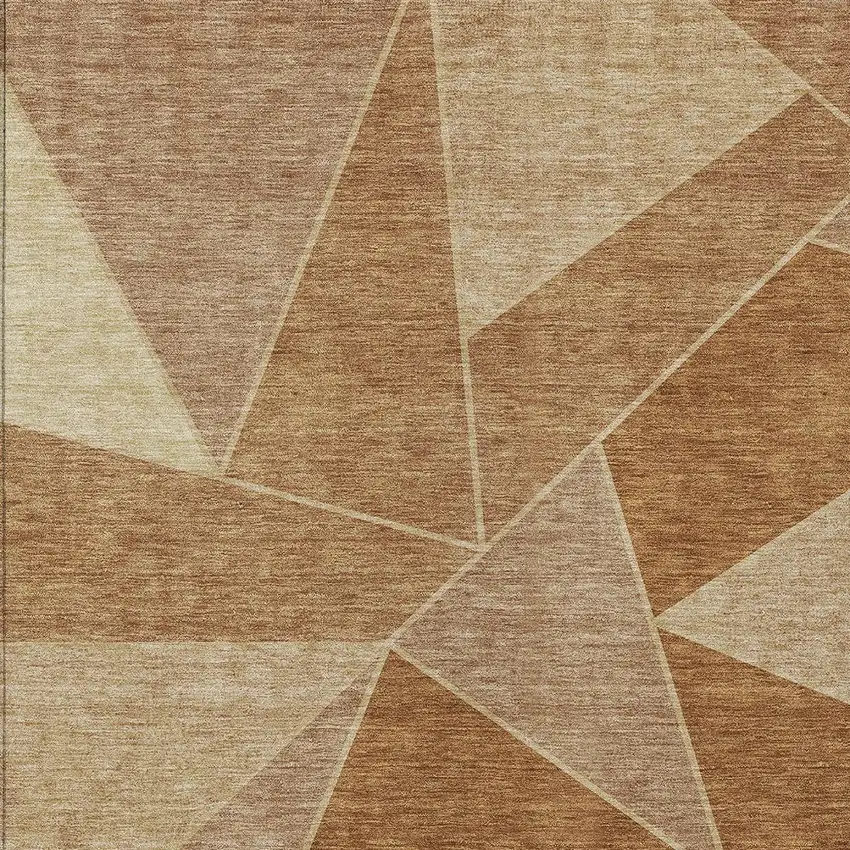 Orange Copper And Beige Geometric Washable Indoor Outdoor Area Rug Photo 5