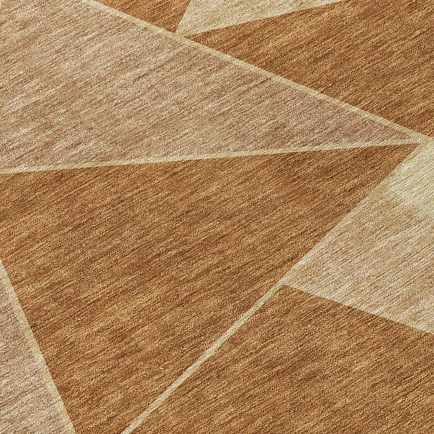 Orange Copper And Beige Geometric Washable Indoor Outdoor Area Rug Photo 4