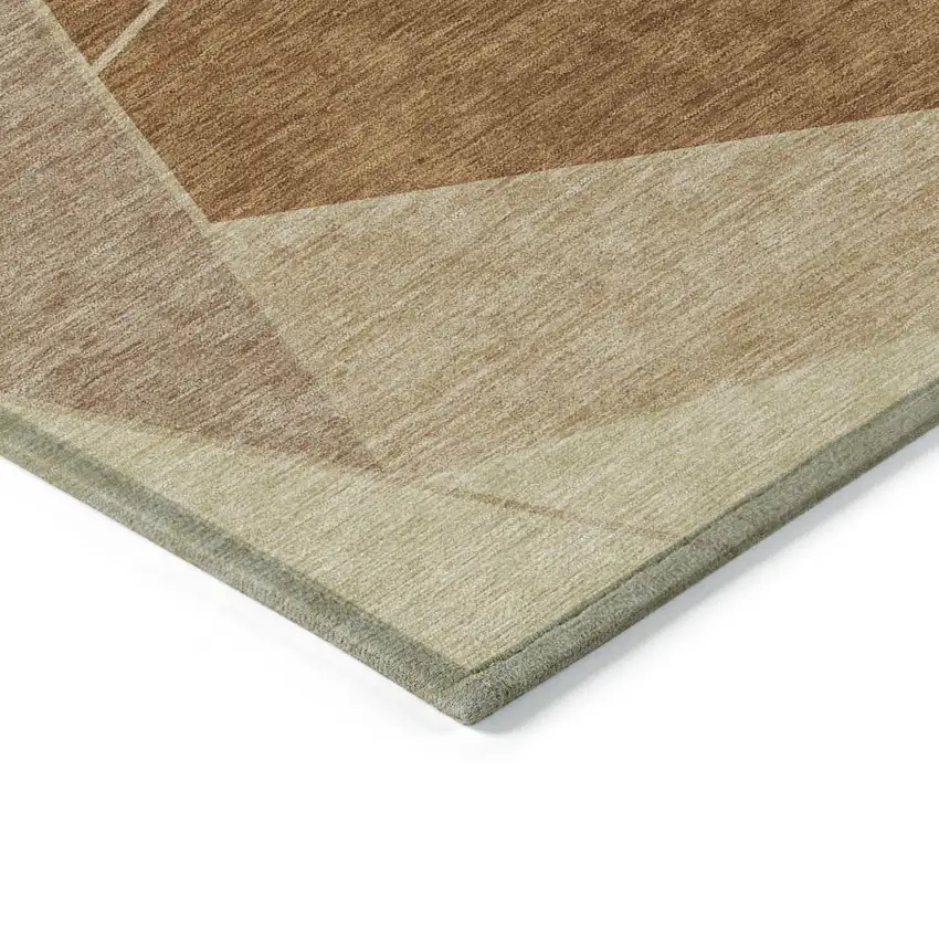 Orange Copper And Beige Geometric Washable Indoor Outdoor Area Rug Photo 3