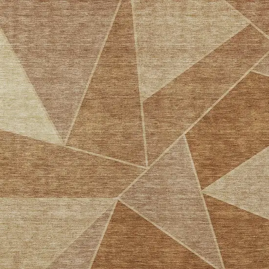 Orange Copper And Beige Geometric Washable Indoor Outdoor Area Rug Photo 5