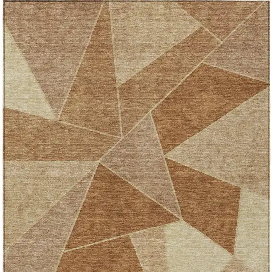 Orange Copper And Beige Geometric Washable Indoor Outdoor Area Rug Photo 6