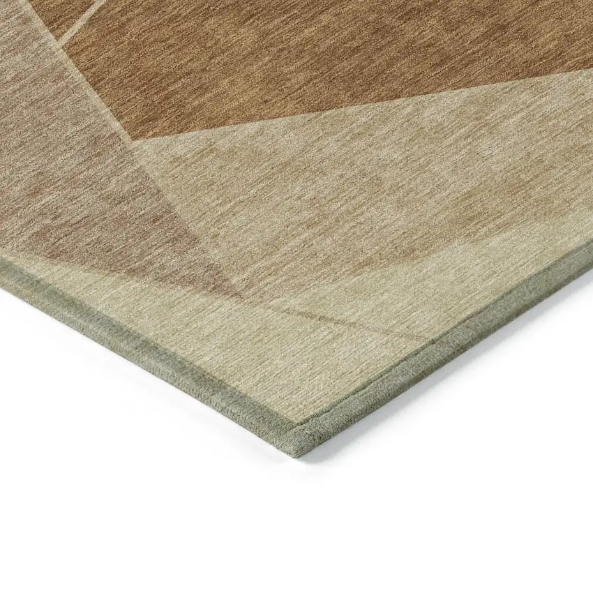 Orange Copper And Beige Geometric Washable Indoor Outdoor Area Rug Photo 3