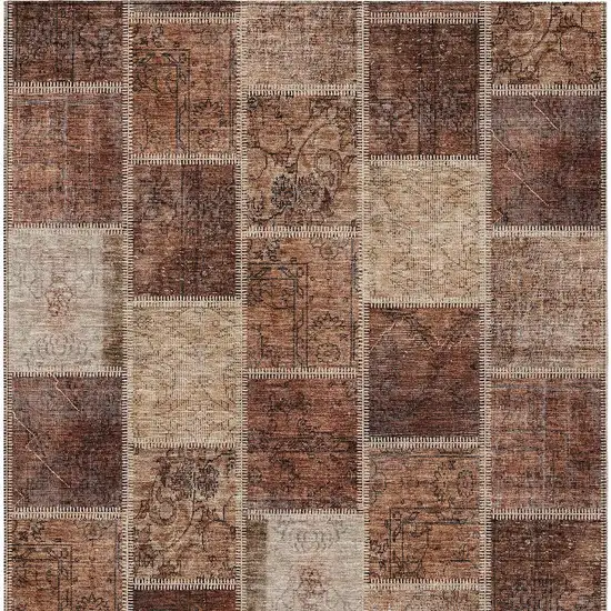 Orange Copper And Beige Patchwork Washable Indoor Outdoor Area Rug Photo 7