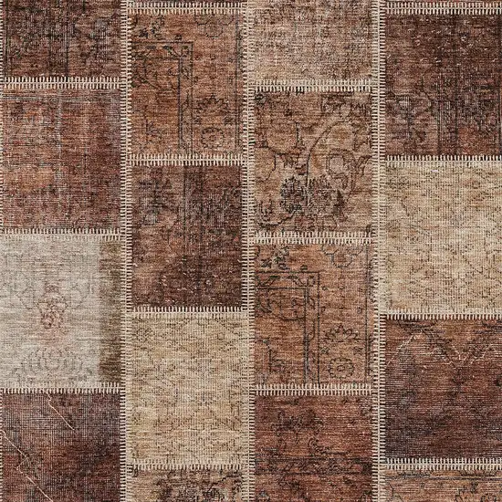 Orange Copper And Beige Patchwork Washable Indoor Outdoor Area Rug Photo 6