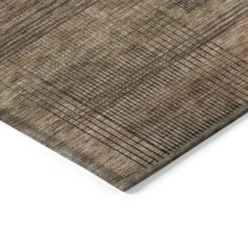 Orange Copper And Brown Striped Washable Indoor Outdoor Area Rug Photo 5