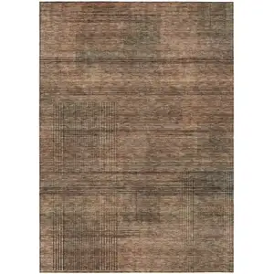 Photo of Orange Copper And Brown Striped Washable Indoor Outdoor Area Rug