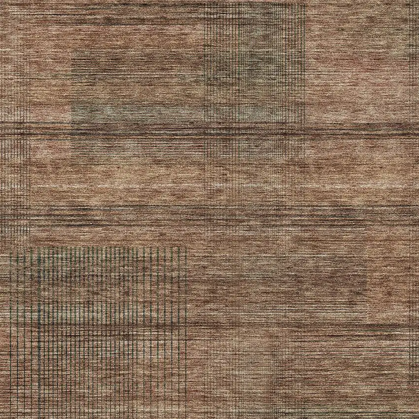 Orange Copper And Brown Striped Washable Indoor Outdoor Area Rug Photo 6