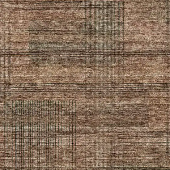 Orange Copper And Brown Striped Washable Indoor Outdoor Area Rug Photo 6