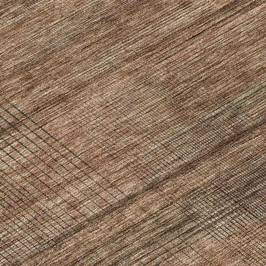 Orange Copper And Brown Striped Washable Indoor Outdoor Area Rug Photo 8