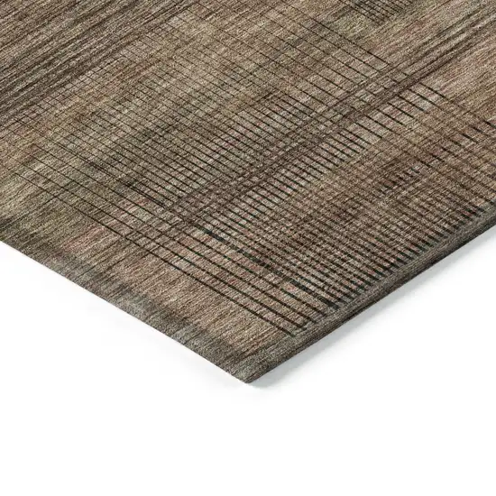 Orange Copper And Brown Striped Washable Indoor Outdoor Area Rug Photo 5