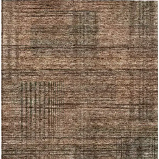 Orange Copper And Brown Striped Washable Indoor Outdoor Area Rug Photo 7