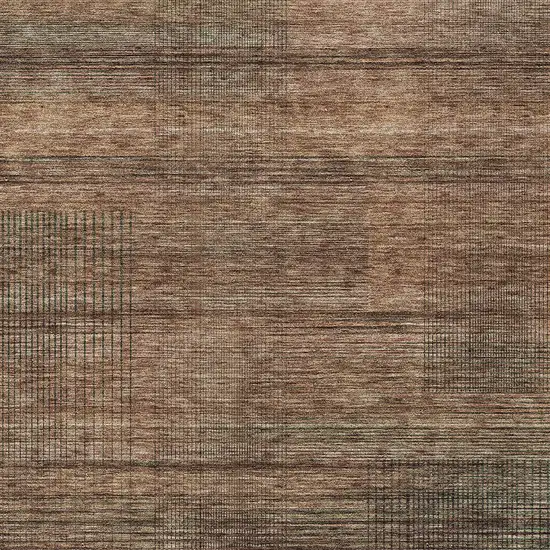 Orange Copper And Brown Striped Washable Indoor Outdoor Area Rug Photo 6