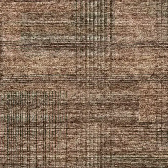 Orange Copper And Brown Striped Washable Indoor Outdoor Area Rug Photo 6