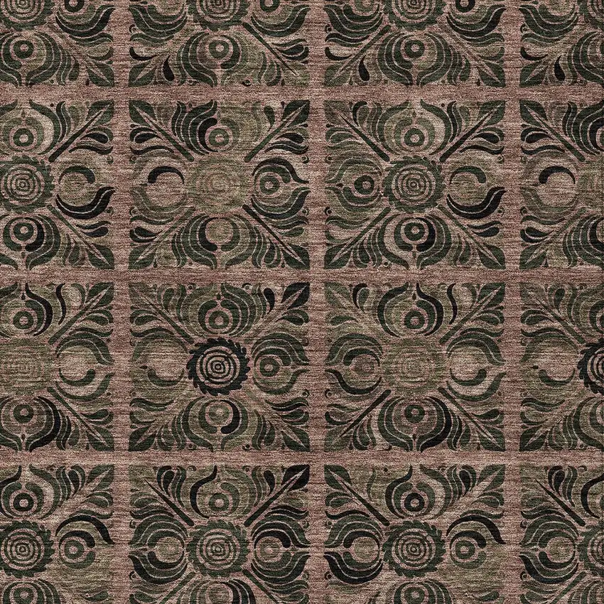 Orange Copper And Charcoal Medallion Washable Indoor Outdoor Area Rug Photo 6